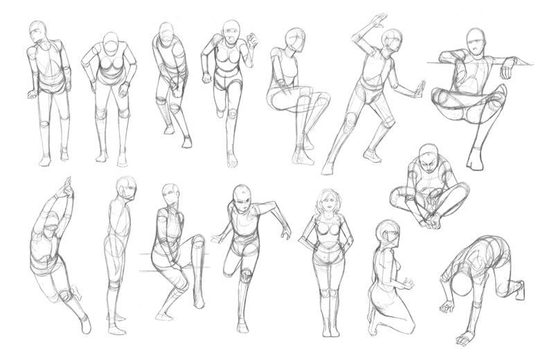 Figure Drawings Constructed With Basic Shapes
