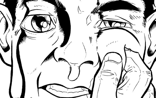 A sample panel from Variables that was drawn at roughly 4” by 5” in size.